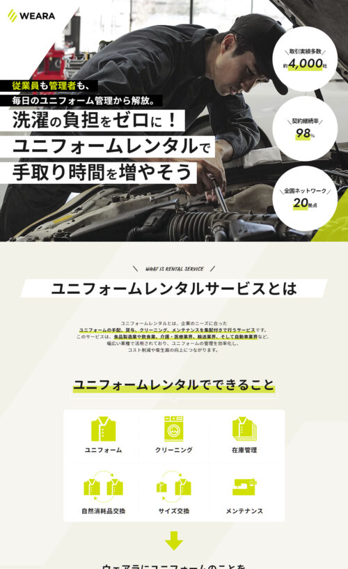 ユニフォームレンタルのウェアラ